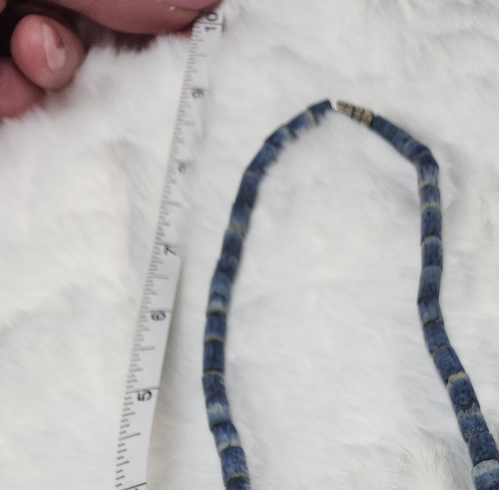 Antique Blue Coral and Shell Beaded Necklace - Picture 4 of 7